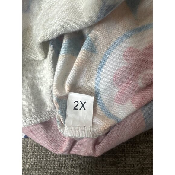 Womens Plus Size 2X V-Neck Tunic Top Multicolor Red Mandala Floral Print - Picture 6 of 6